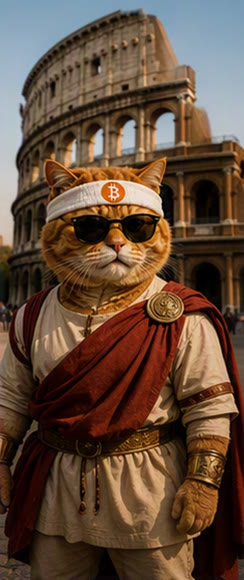 Buy The Cat meme — Roman toga cat in sunglasses at the Colosseum in Rome