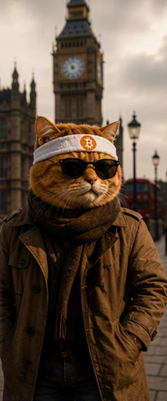 Buy The Cat meme — scarf-and-coat cat by Big Ben with a red bus in London