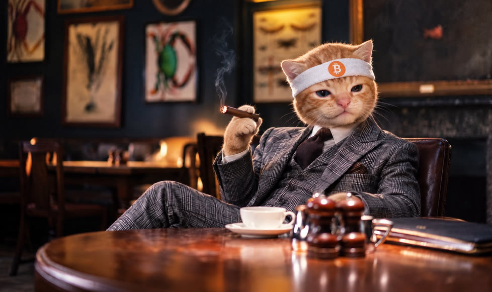 Buy The Cat meme — cat in a plaid suit smoking a cigar