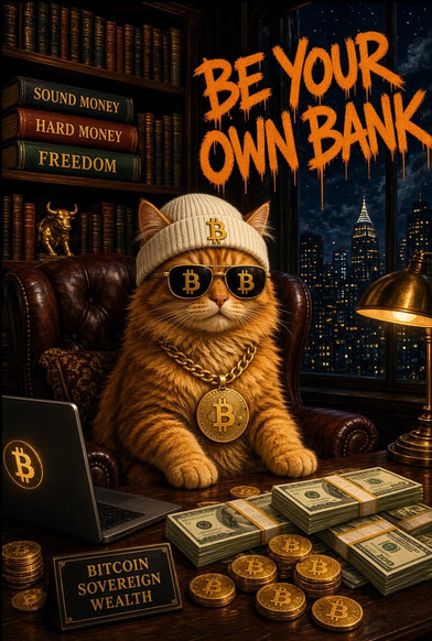Buy The Cat meme — Be Your Own Bank — Bitcoin sovereign wealth cat